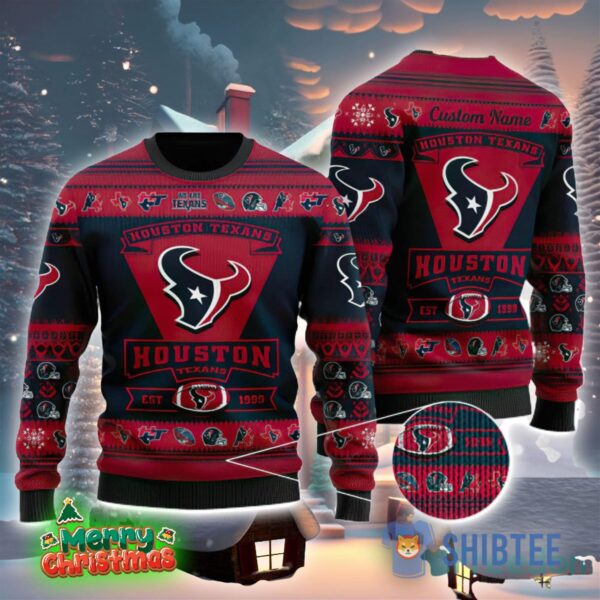 Houston Texans Logo Custom Name For Football Fans Ugly Christmas Sweater Christmas Gift