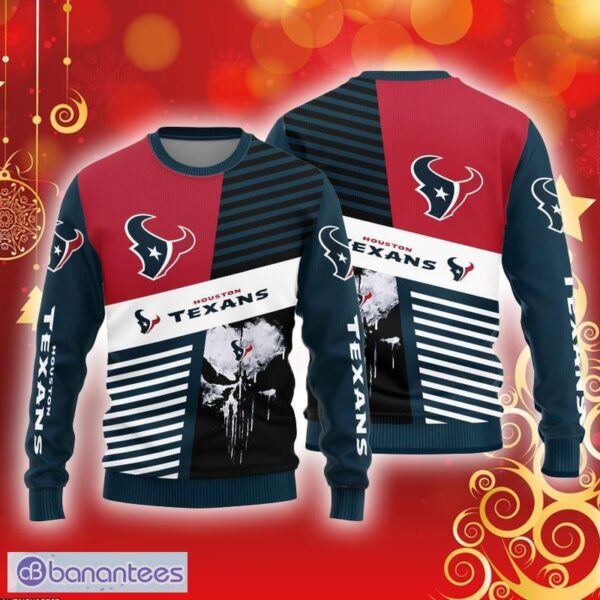 Houston Texans Skull Pattern Ugly Christmas Sweater