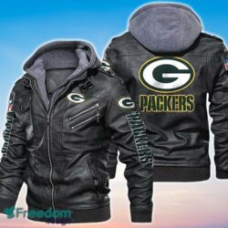 Logo Print Green Bay Packers NFL mens Leather Jacket