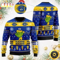 Los Angeles Rams American NFL Football Team Logo Cute Grinch Christmas Ugly Sweater