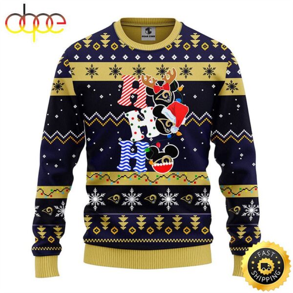 Los Angeles Rams HoHoHo Mickey Christmas Ugly Sweater 1 iwk9da