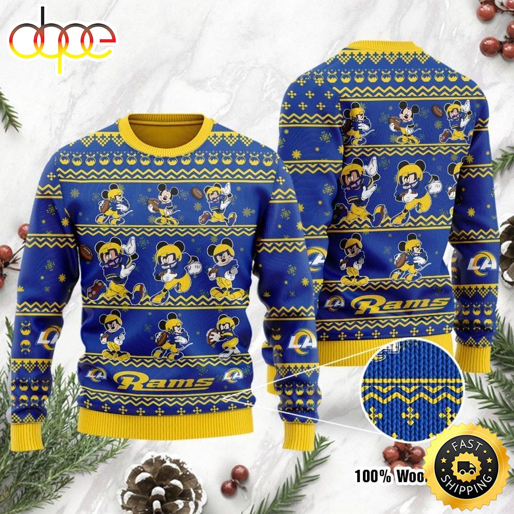 Los Angeles Rams Mickey Mouse Ugly Christmas Sweater, Perfect Holiday Gift Los Angeles Rams Mickey Mouse Ugly Christmas Sweater, Perfect Holiday Gift