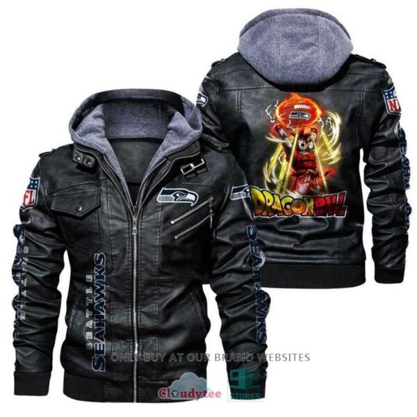 NEW Dragon Ball Son Goku NFL Seattle Seahawks men's Leather Jacket