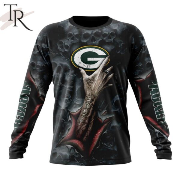 NEW NFL Green Bay Packers Special Horror Skull Art Design Hoodie 6