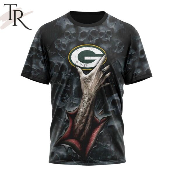 NEW NFL Green Bay Packers Special Horror Skull Art Design Hoodie 8