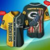 NFL Green Bay Packers Custom Name Number American Flag Baseball Jersey