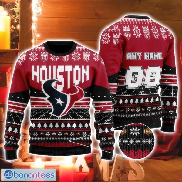 NFL Houston Texans Custom Name And Number Christmas Gift For Fans Ugly Christmas Sweater