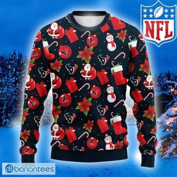 NFL Logo Houston Texans Santa Claus Snowman Ugly Christmas Sweater Gift For Fans