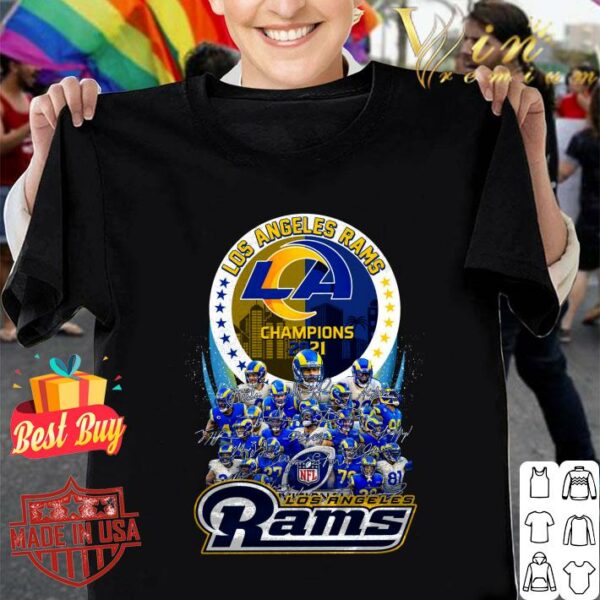 NFL Los Angeles Rams Champions 2021 Super Bowl Signatures t Shirt sweatshirt hoodie