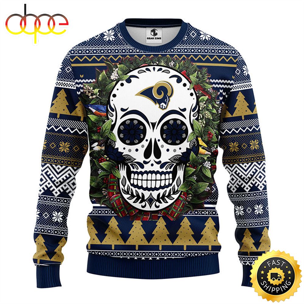 NFL Los Angeles Rams Skull Flower Ugly Christmas Ugly Sweater NFL Los Angeles Rams Skull Flower Ugly Christmas Ugly Sweater