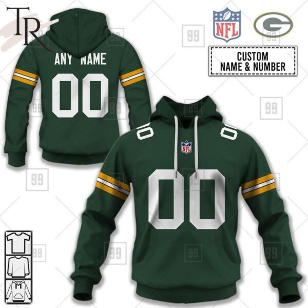 Personalized NFL Green Bay Packers Home Jersey Style Hoodie 1