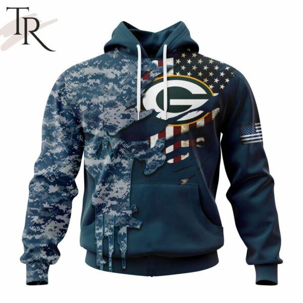 Personalized NFL Green Bay Packers Special Navy Camo Veteran Design Hoodie 1