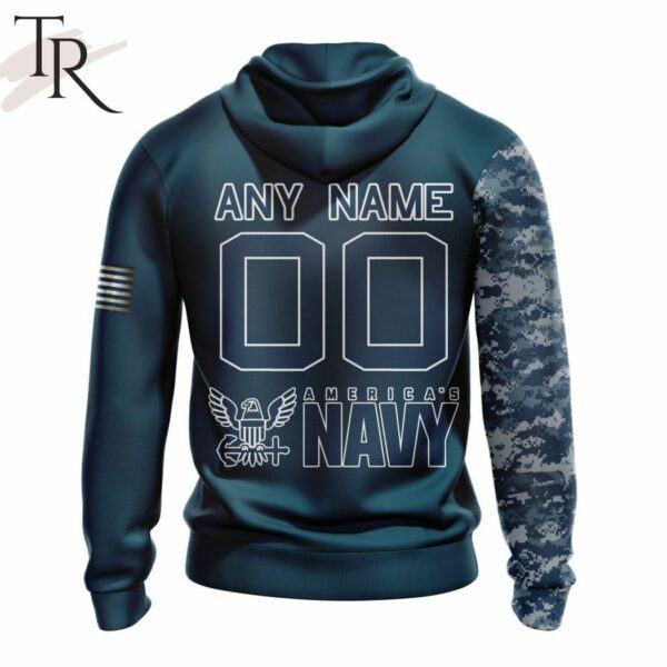Personalized NFL Green Bay Packers Special Navy Camo Veteran Design Hoodie 3