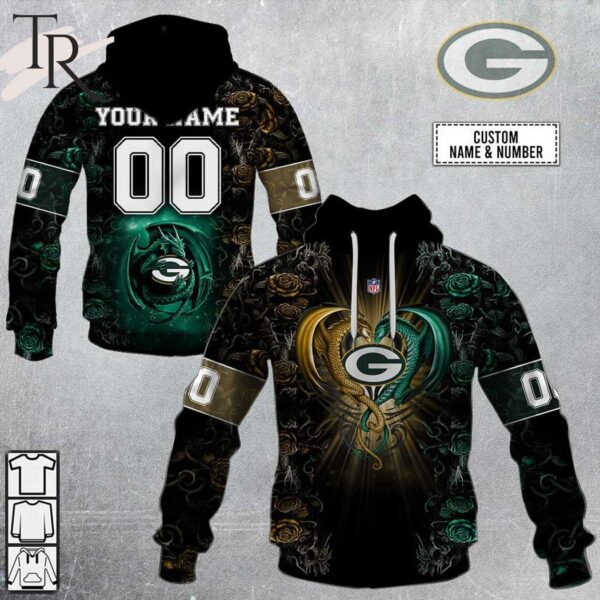 Personalized NFL Rose Dragon Green Bay Packers Hoodie 1