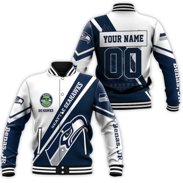 Seattle Seahawks 3d Benas Jr Personalized Baseball Jacket