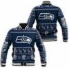 Seattle Seahawks 3d christmas pattern Personalized Baseball Jacket for fan