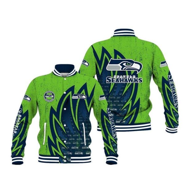 Seattle Seahawks 3d logo model 2024 Personalized Baseball Jacket