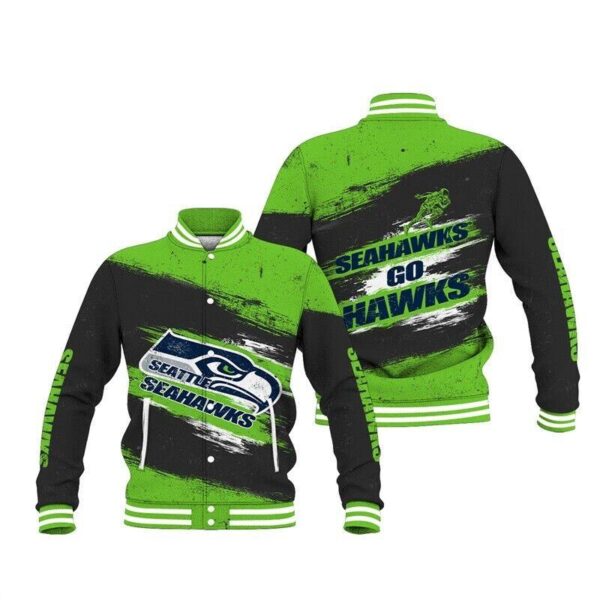 Seattle Seahawks 3d logo retro model 2024 Personalized Baseball Jacket