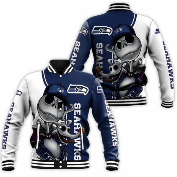 Seattle Seahawks 3d skelington Personalized Baseball Jacket for fan