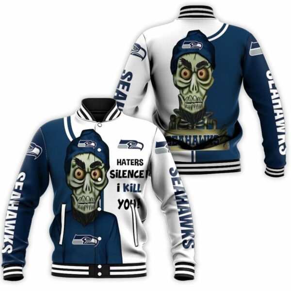 Seattle Seahawks i kill you skull Personalized Baseball Jacket for fan