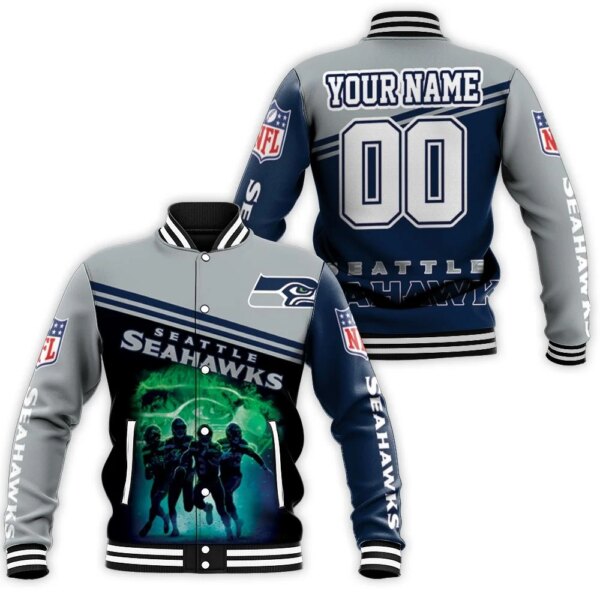 Seattle Seahawks team Legend Players Personalized Baseball Jacket