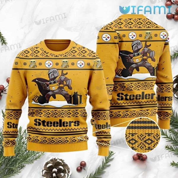 Steelers Christmas Sweater Boba Fett Baby Yoda Pittsburgh Steelers Gift