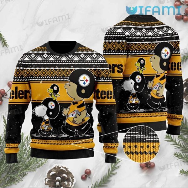 Steelers Christmas Sweater Charlie Brown Snoopy Woodstock Pittsburgh Steelers Gift