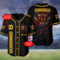 Washington Commanders NFL BASEBALL JERSEY superman CUSTOM NAME AND NUMBER for fan