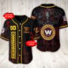 Washington Commanders flaming skull NFL BASEBALL JERSEY CUSTOM NAME for fan Washington Commanders flaming skull NFL BASEBALL JERSEY CUSTOM NAME for fan