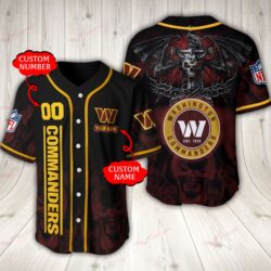 Washington Commanders flaming skull NFL BASEBALL JERSEY CUSTOM NAME for fan