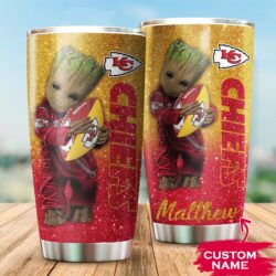 Kansas City Chiefs Baby Groot Custom Name Tumbler