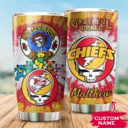 Kansas City Chiefs Grateful Dead Custom Name Tumbler
