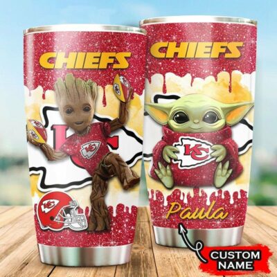 Kansas City Chiefs Grogu Groot Custom Name Tumbler