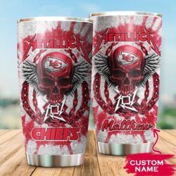 Kansas City Chiefs Metallica skull logo Custom Name Tumbler