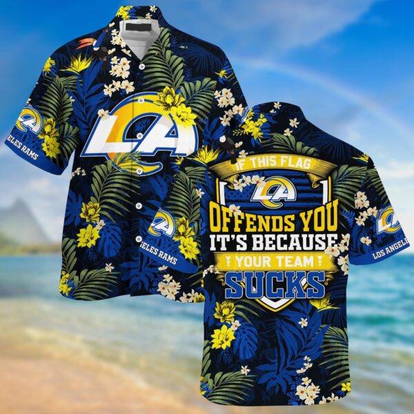 los angeles rams nfl summer hawaiian shirt and shorts with tropical patterns sneakerswix 9454 nlsuj