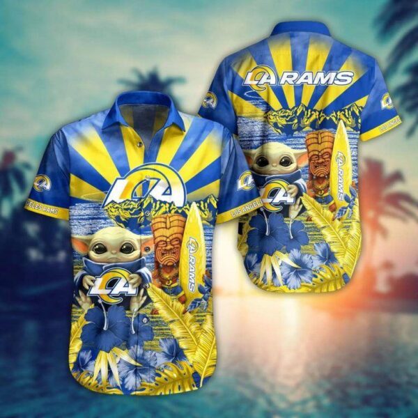 Nfl Los Angeles Rams Baby Yoda Style Hot Trends Summber Trendy Hawaiian Shirt V3 Aloha Shirt by Rugbyfanstore.com