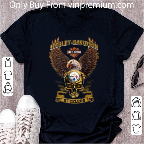 3935d237 premium eagle skull harley davidson pittsburgh steelers shirt 1