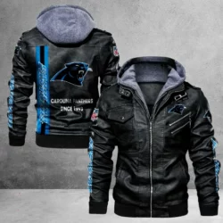 Carolina Panthers Black Leather Bomber Jacket