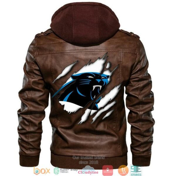 Carolina Panthers NFL Football Sons Of Anarchy Brown Motorcycle Leather Jacket