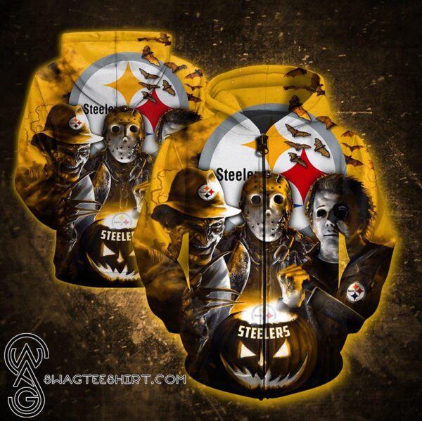 Horror movie characters pittsburgh steelers 3d zipper hoodie