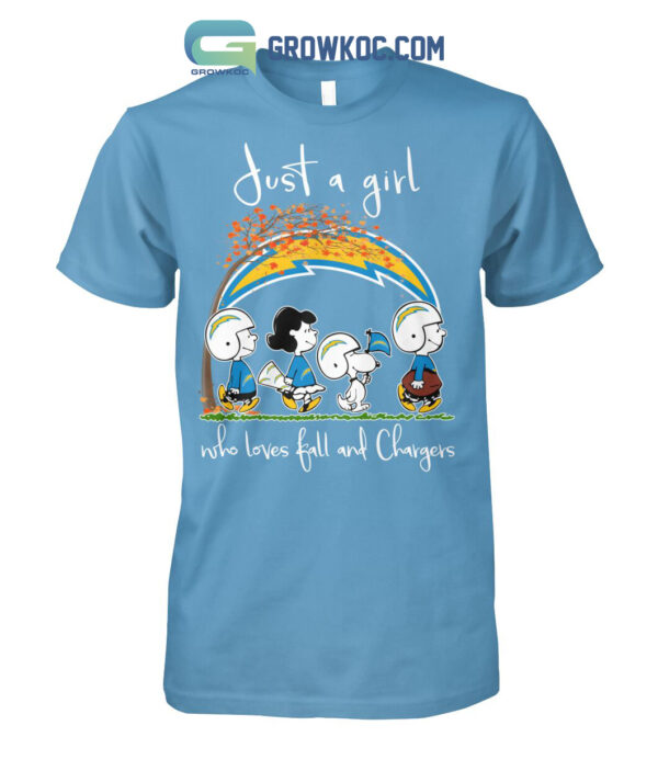 Just A Girl Who Loves Fall And Chargers T Shirt2B1 Vg6ff