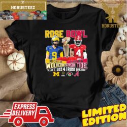 Official 2024 Rose Bowl Game J J McCarthy Michigan Wolverines vs Jalen Milroe Alabama Crimson Tide Unisex T-Shirt