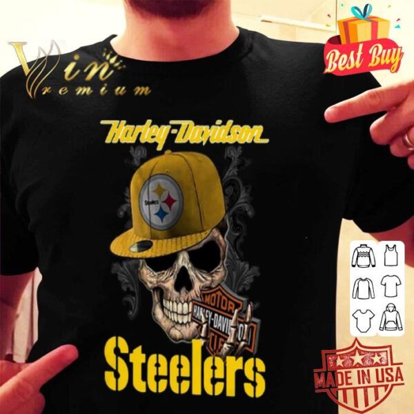 Skull Motor Harley Davidson Cycles Pittsburgh Steelers Logo shirt 2