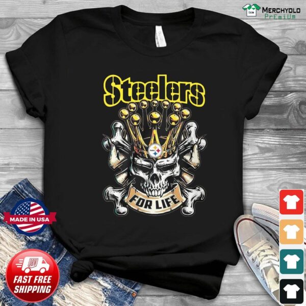 skull pittsburgh steelers for life shirt Shirt