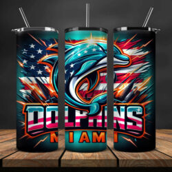 Miami Dolphins 3D Tumbler custom logo american flag