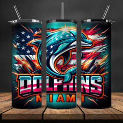 Miami Dolphins 3D Tumbler custom logo american flag