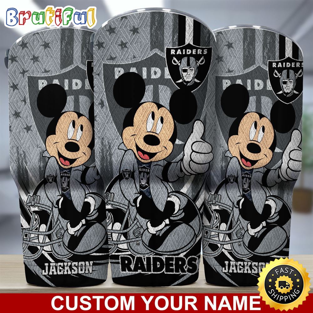 Custom Name NFL Las Vegas Raiders Tumbler Mickey Mouse Tumbler For You