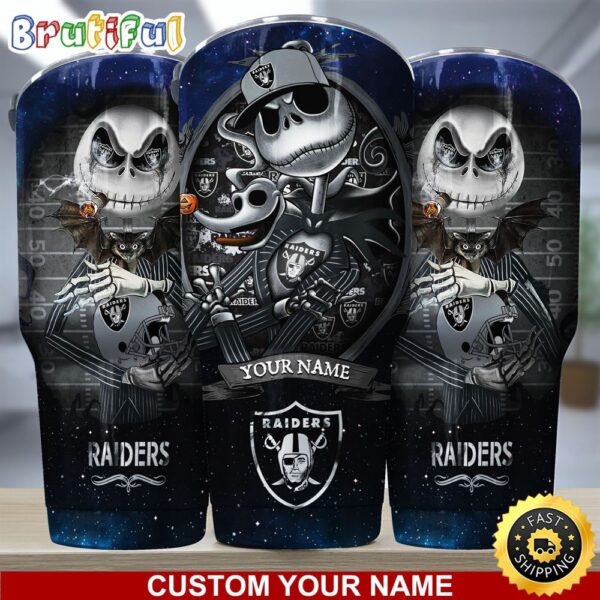 Custom Name NFL Oakland Raiders Tumbler Jack The Nightmare Tumbler nejb8z