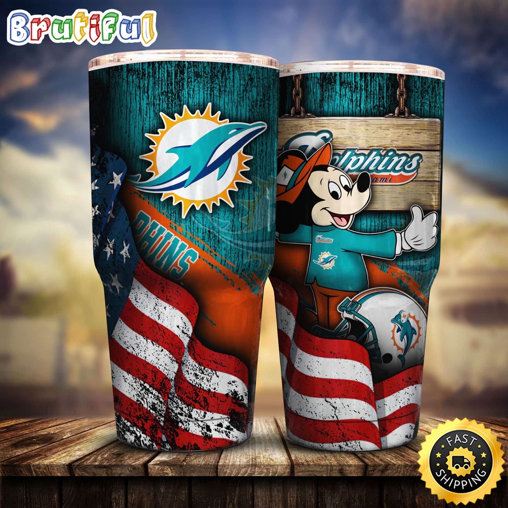 NFL Miami Dolphins Tumbler Mickey Mouse Tumbler For Fans
