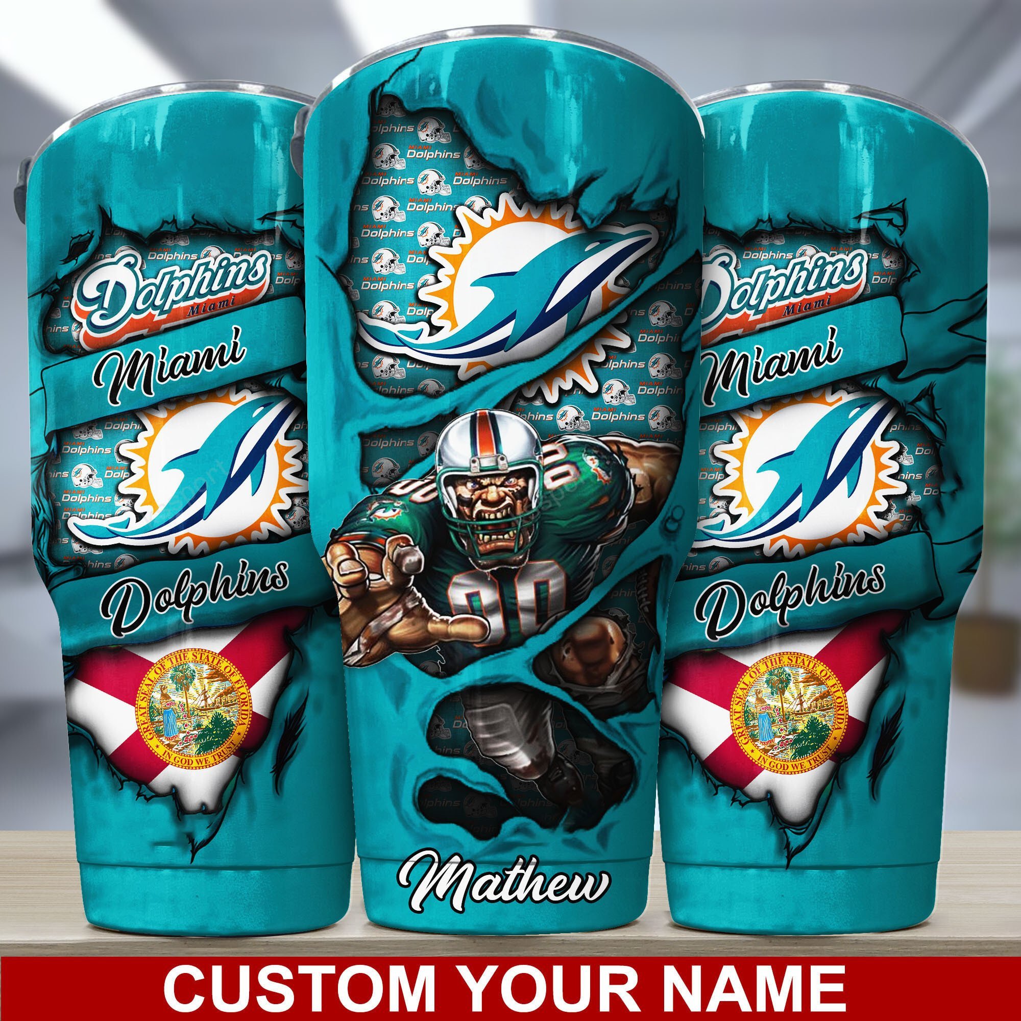 10 best-selling Tumbler models gift for fans Miami Dolphins Personalized name Miami Dolphins Tumbler